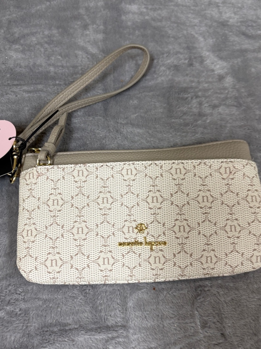 Neutral Signature Wristlet Wallet - Beige
